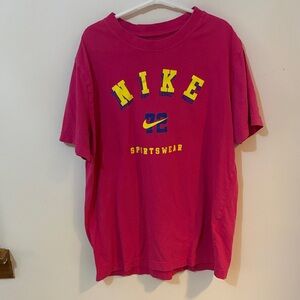 Girls Large Nike Fuchsia Sportswear Tee with Yellow Accents